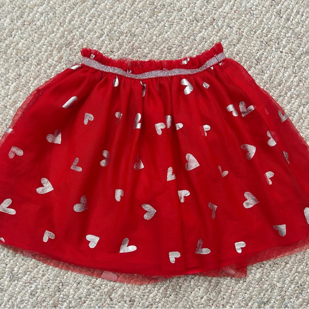 Cat & Jack Red Heart Skirt with Silver Accents size 6